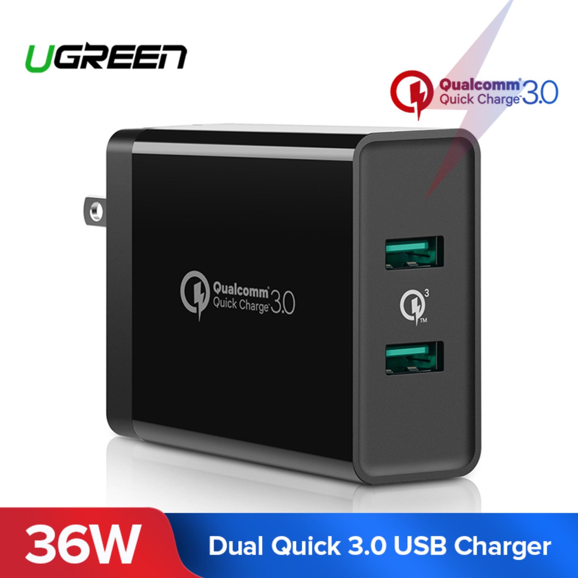 UGREEN Quick Charge 3.0 USB Charger, 36W Dual USB Port QC 3.0 Wall Charger Adapter FCP USB Fast Charge for iPhone X 8, iPad, Samsung S9 S9+ S8 S8+ S7, Huawei Mate 10 P10, Oneplus 5T, Nexus 5X 6P etc-US Plug