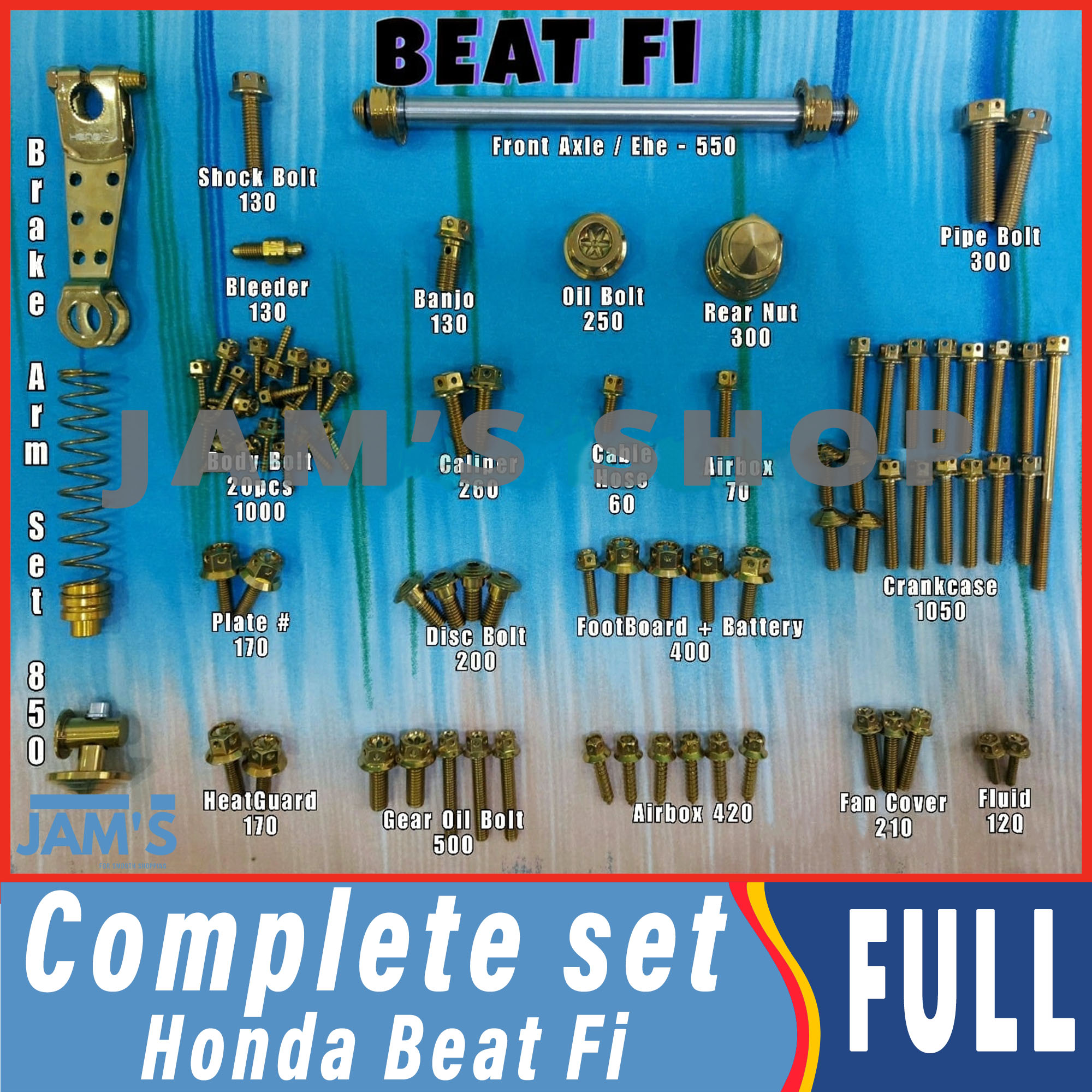 Heng Bolts Honda Beat FI Complete Gold Bolts Heng Full set