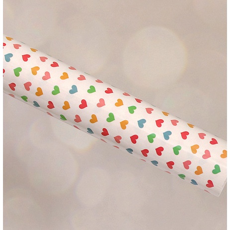 (5pcs) Glossy coated paper red polka dot striped peach heart Bright film wrapping paper