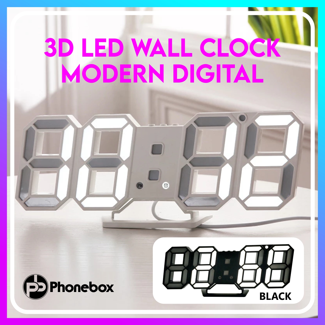 3D LED Wall Clock Modern Digital Display Home Kitchen Office Night Wall Clocks 