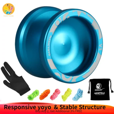 Magic Yoyo V3 Responsive High-speed Aluminum Alloy Yo-yo CNC Lathe with Spinning String for Boys Girls Children Kids Blue
