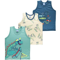 Teeter Totter 3-piece Boy 2 to 5 year olds Cotton Sando Top (Roar Ride) 3in1 pack