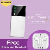 Romoss KC 12 LED Powerbank + Free Universal Headset