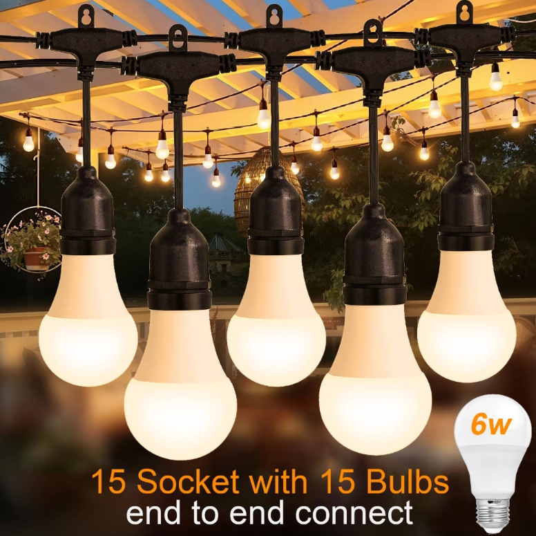 30M 32bulbs Outdoor String Light IP65 Waterproof Shatterproof Party Lights S14 Patio Lights Hanging Lights for Garden Holiday Wedding Outside Backyard Porch Cafe Warm White 2700K