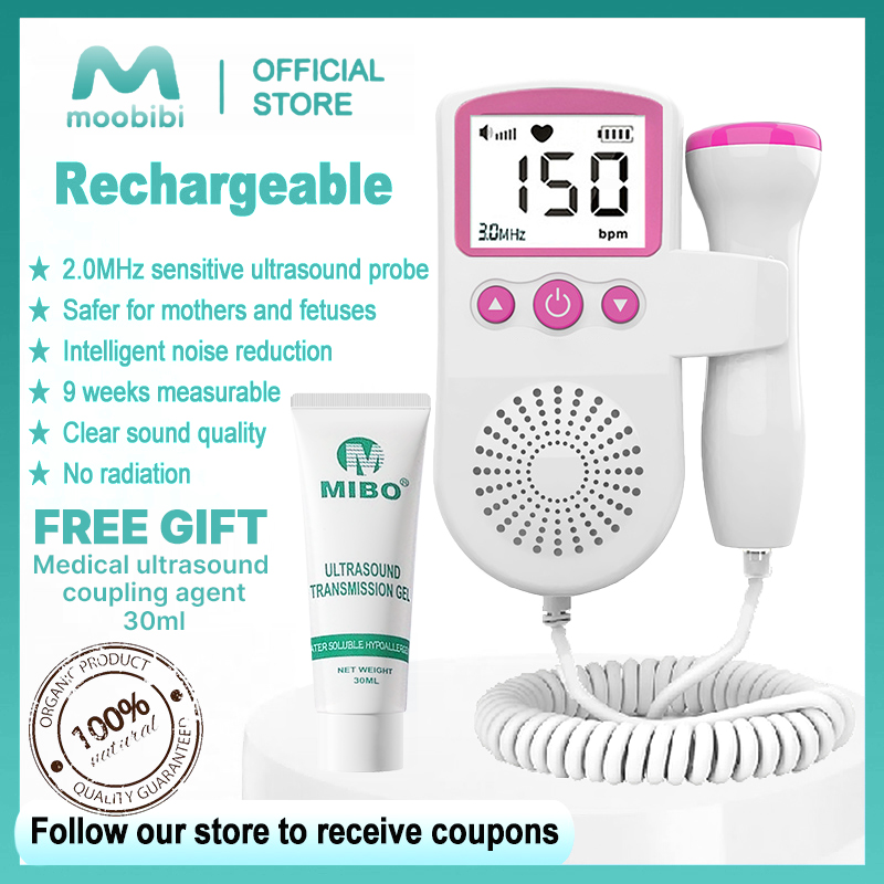 [FREE GEL] Fetal Doppler Heartbeat Detector Portable Ultrasound Pregnant LCD 3MHz Baby Heart Rate Mo