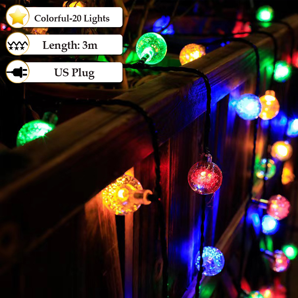 Fairy Lights led Globe String Lights Battery Operated& US plug Water Proof 4.9ft 10 LED / 10ft 20 LED / 20ft 40 LED Crystal Ball String Lights Indoor Outdoor LED Fairy Lights for Home Christmas Party Patio (Warm White / colorful)
