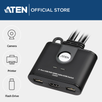 ATEN 2-Port USB HDMI KVM Switch FHD with Remote Port Selector for Windows / Mac / Linux Hot-pluggable 2 in 1 out with 1.2m Built-in Cable 1080p 1920x1080 1920x1200 60Hz ( CS22HF )