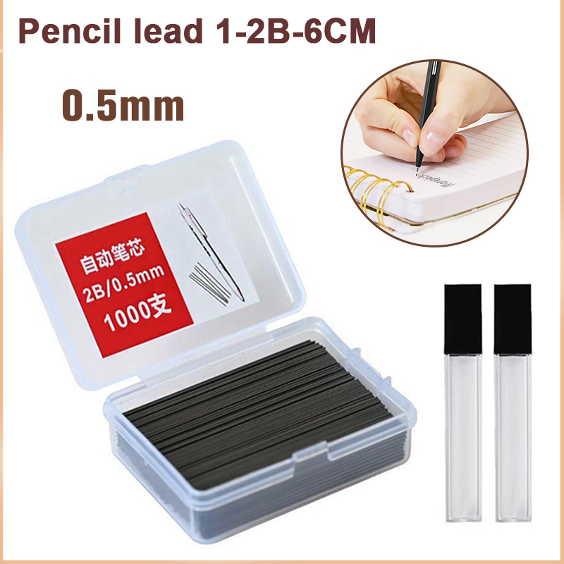 1000pcs 0.5mm 2B Mechanical Pencil Refill Lead Core Writing Drawing School Stationery