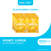 Halls Candy Honey Lemon 50 Pieces - Relieves coughs Soothes throat irritation 140G (Set of 6)
