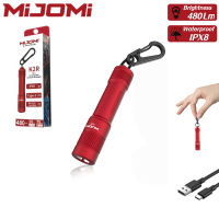 Mijomi K2/K2R Mini Keychain Flashlight 100/480Lumens use Samsung LED with AAA/10440 IPX7/IPX8 Waterproof Portable lightweight LED Torch Light Key Light good for EDC，hiking campingChristmas gift