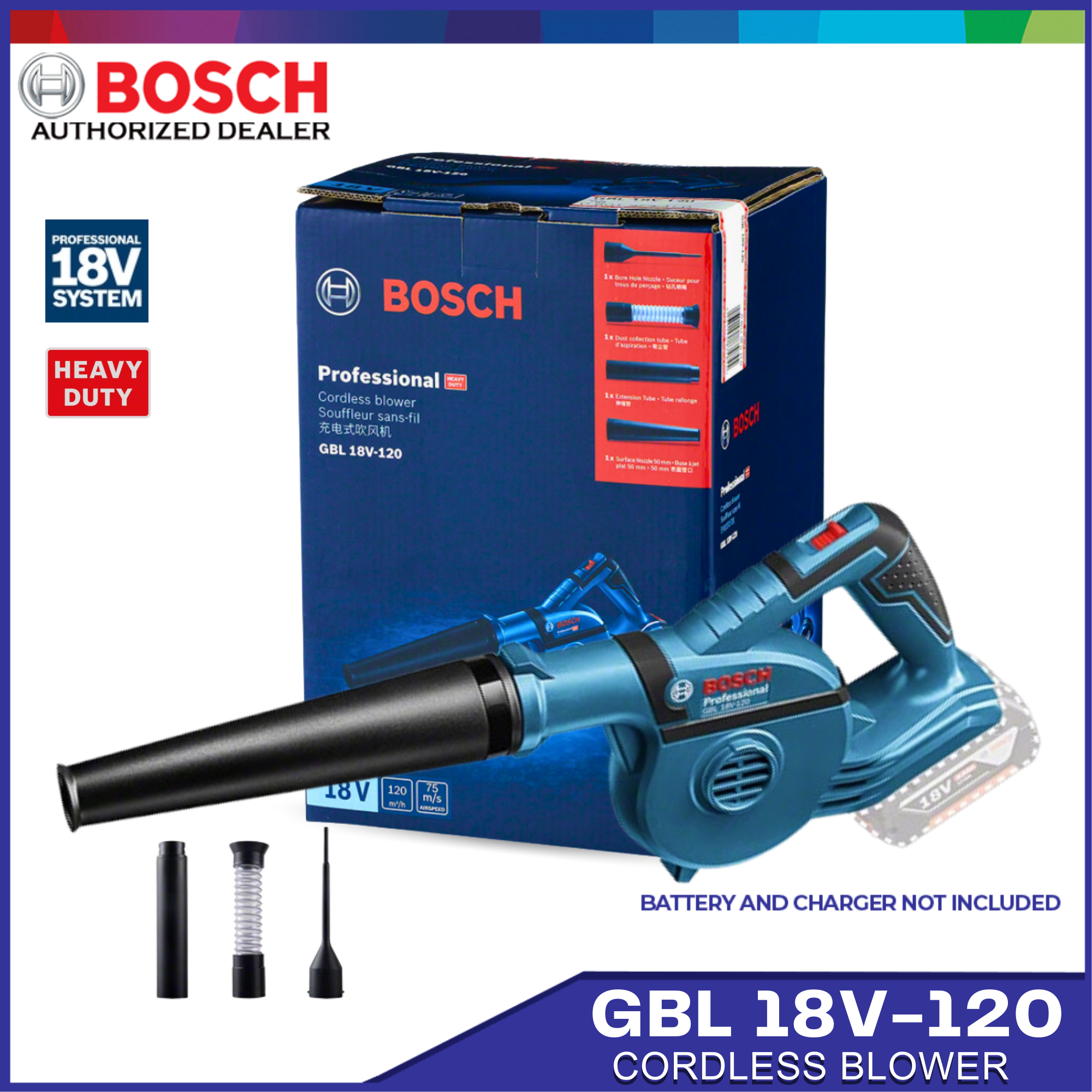 Bosch GBL 18V-120 Heavy Duty Cordless Air Blower (Solo Tool), 270