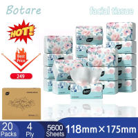 【20Packs】Botare Tissue Paper Facial Tissue Paper Towel Tissue Paper 20 Packs Hanging Tissue Soft Deluxe Tissue Facial Tissue Cheerful Tissue Comfortable Tissues Hanging Tisu 5600 Sheets 4 Ply 100% Virgin Pulp Tissue High quality