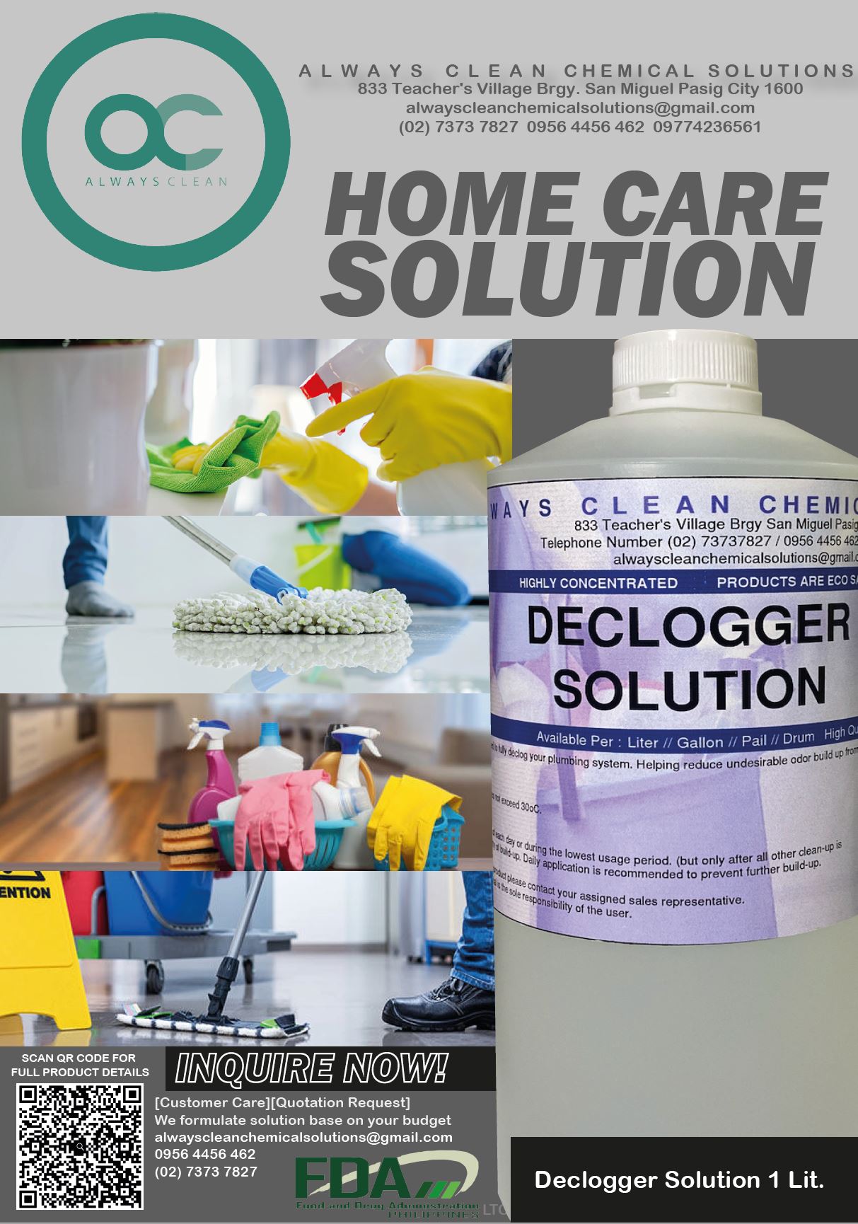 DECLOGGER ALKALINE BASED 1 LITER (Sink & Drain Declogger Drain Opener