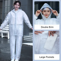 TOSEEK Translucent Raincoat Split Rain Suits Jacket Pants Set for Men & Women Outdoor Sport Waterproof Breathable Anti-storm