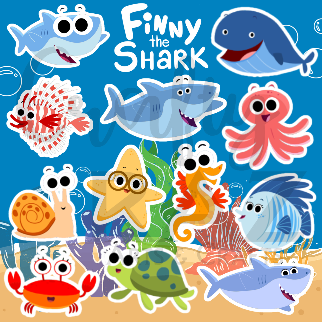 Finny The Shark Stickers (13 pcs per set)