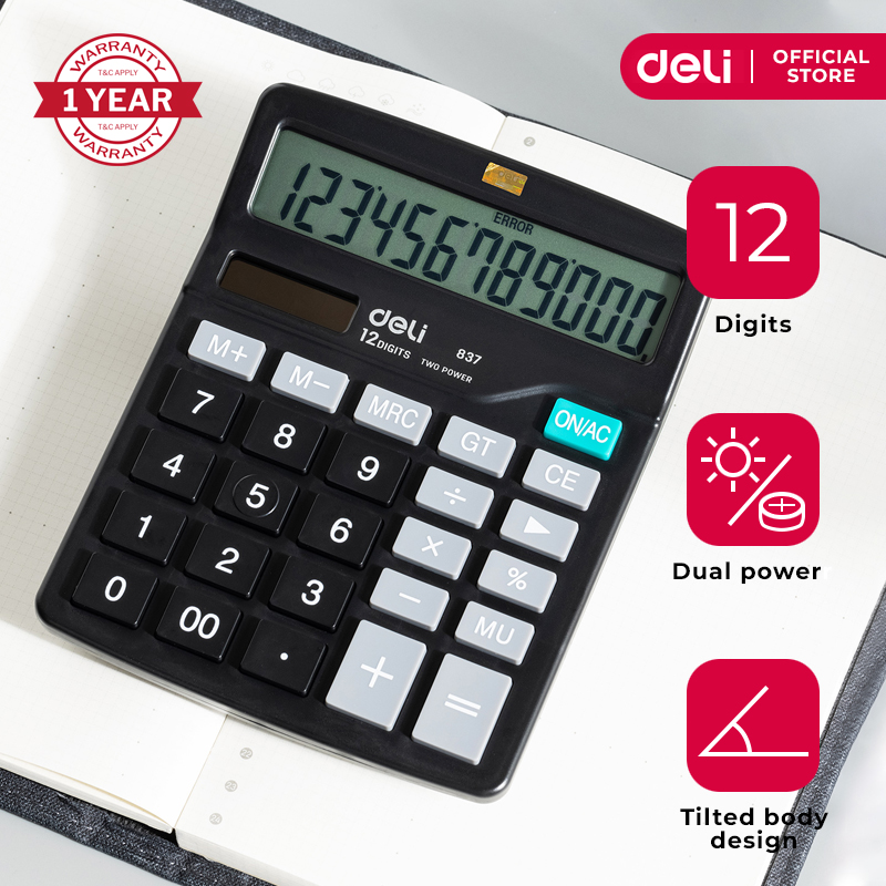 Deli E837 12 Digits Desktop Calculator with Big Display