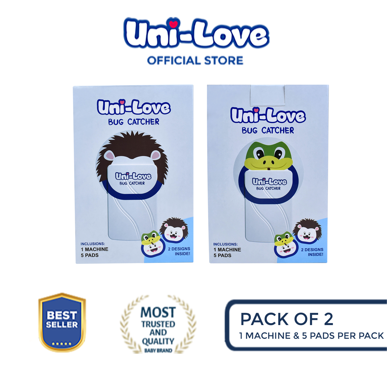 UniLove Bug Catcher (Includes 1 machine and 5 sticker pads) Pack of 2