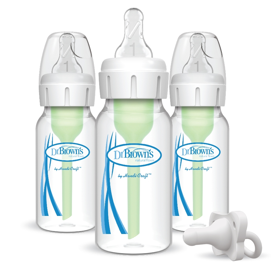 Dr. Browns F. Bottle 4oz/120Ml Pp Narrow-Neck Options+ Baby Bottle w/ Silicone Soother 3pcs/pk