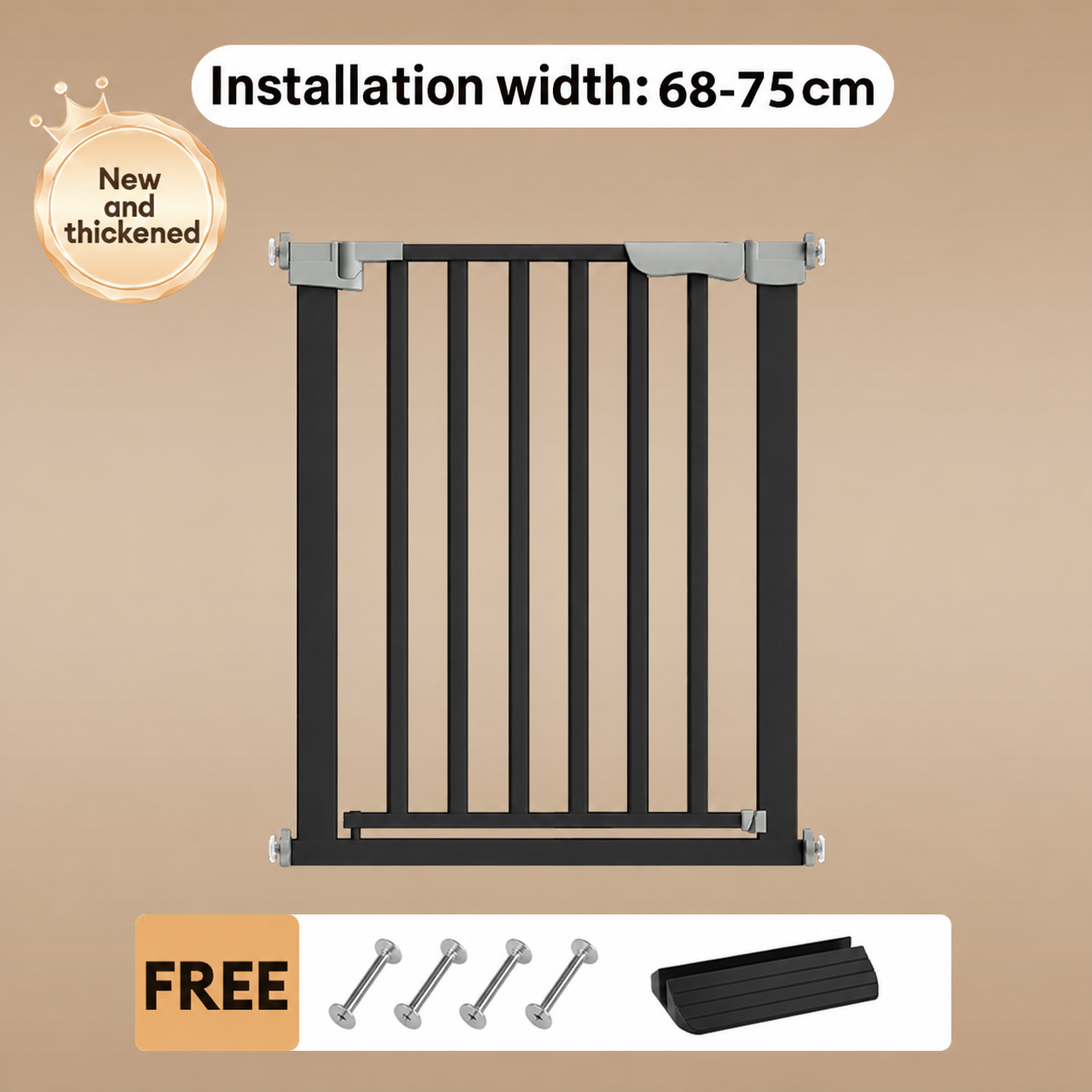 PAPAPET Pet door Thicked Gate for Baby Safety 68-117CM Dog Door Barrier Stair Gate for Kids Door Fence for Dog Pet Gate