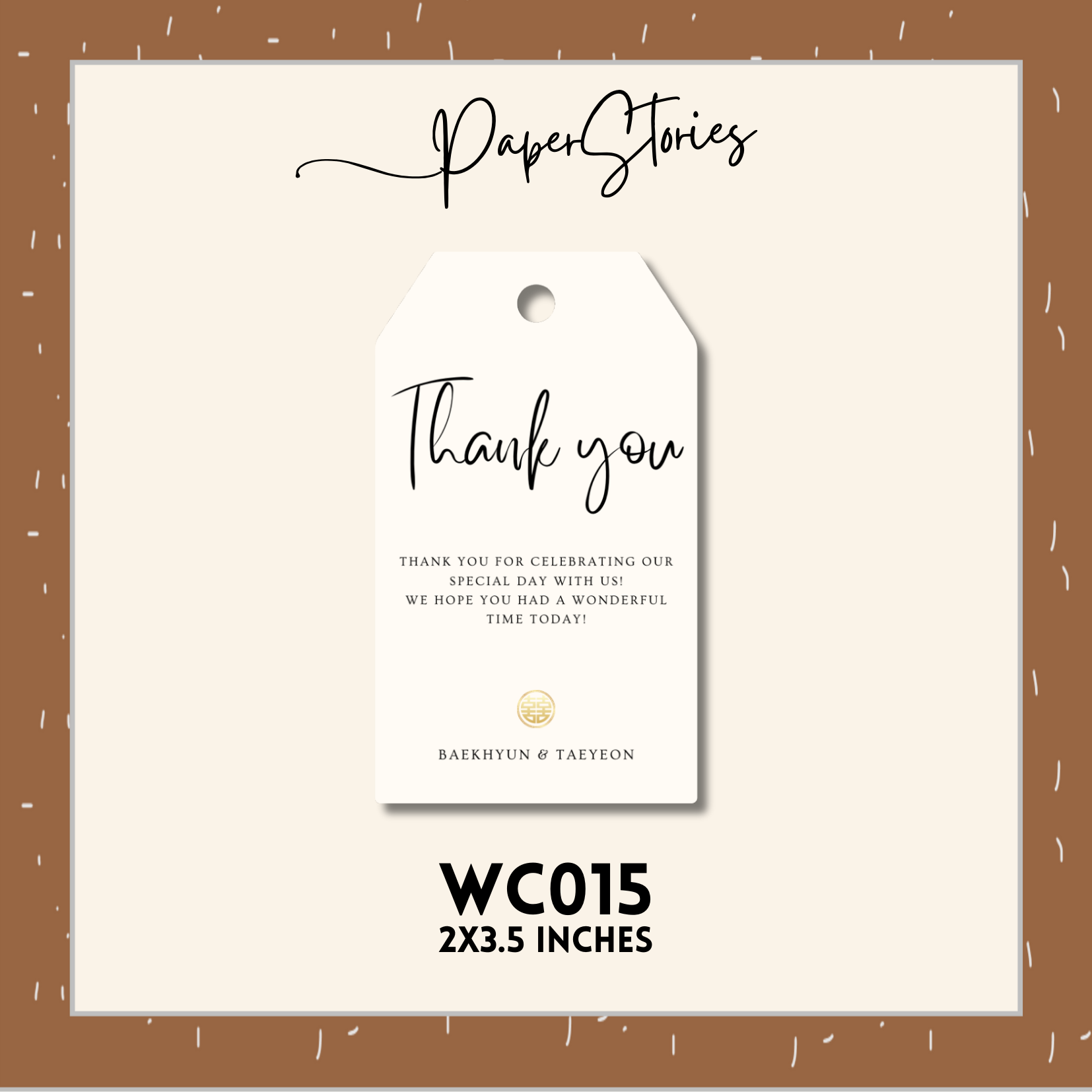 24 or 48 pcs Personalized Thank you Cards | Customized Gift Tags | Custom Cut 2x3.5 in | Special Wedding Birthday Christening Purchasing Tinghun