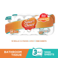 SMART CHOICE BATHROOM TISSUE - 3PLY - 10 ROLLS x 2 PACKS- 360PULLS 1080S