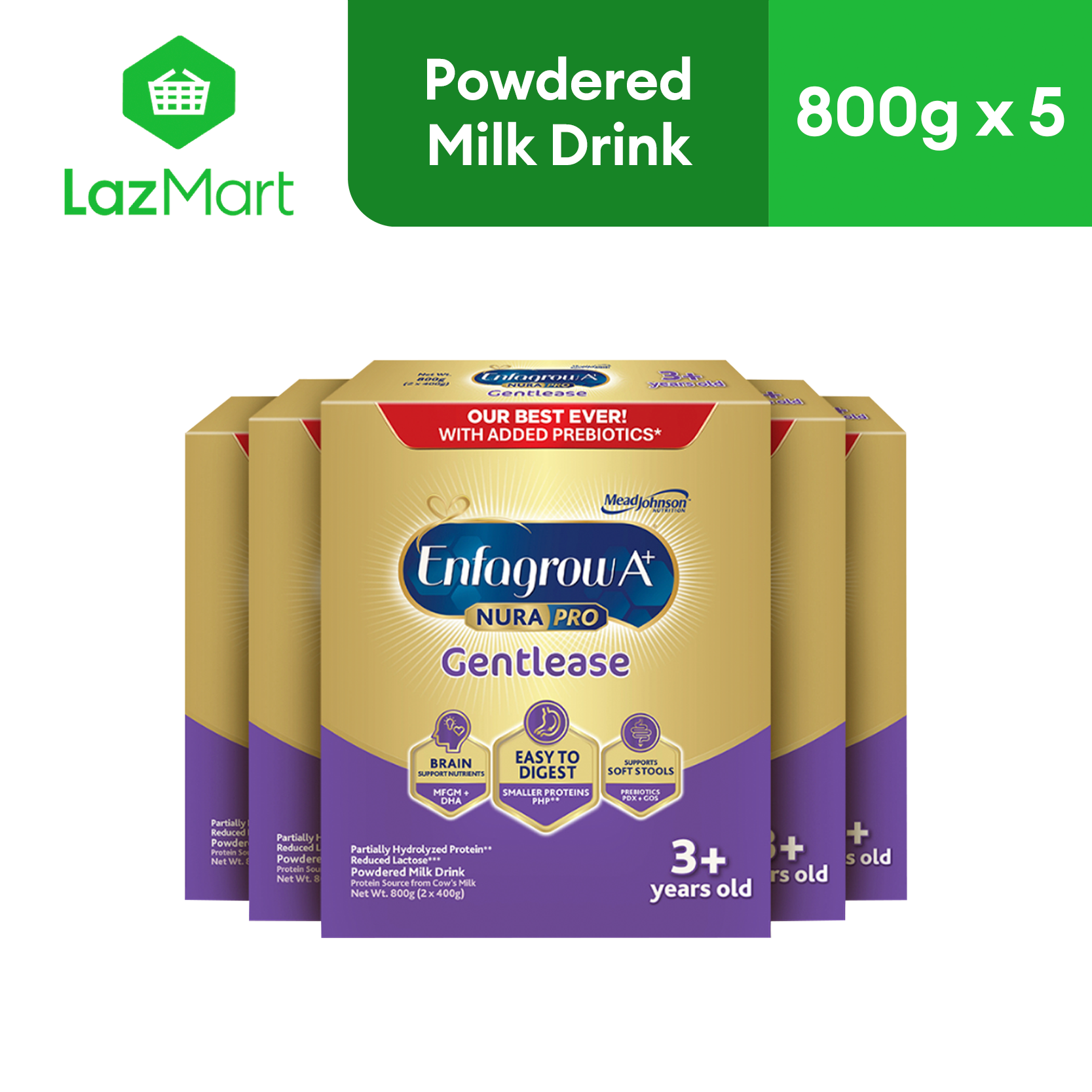 Enfagrow A+ Nurapro Gentlease 3+ 4kg (800g x 5) Powdered Milk Drink for Kids Above 3 Years Old