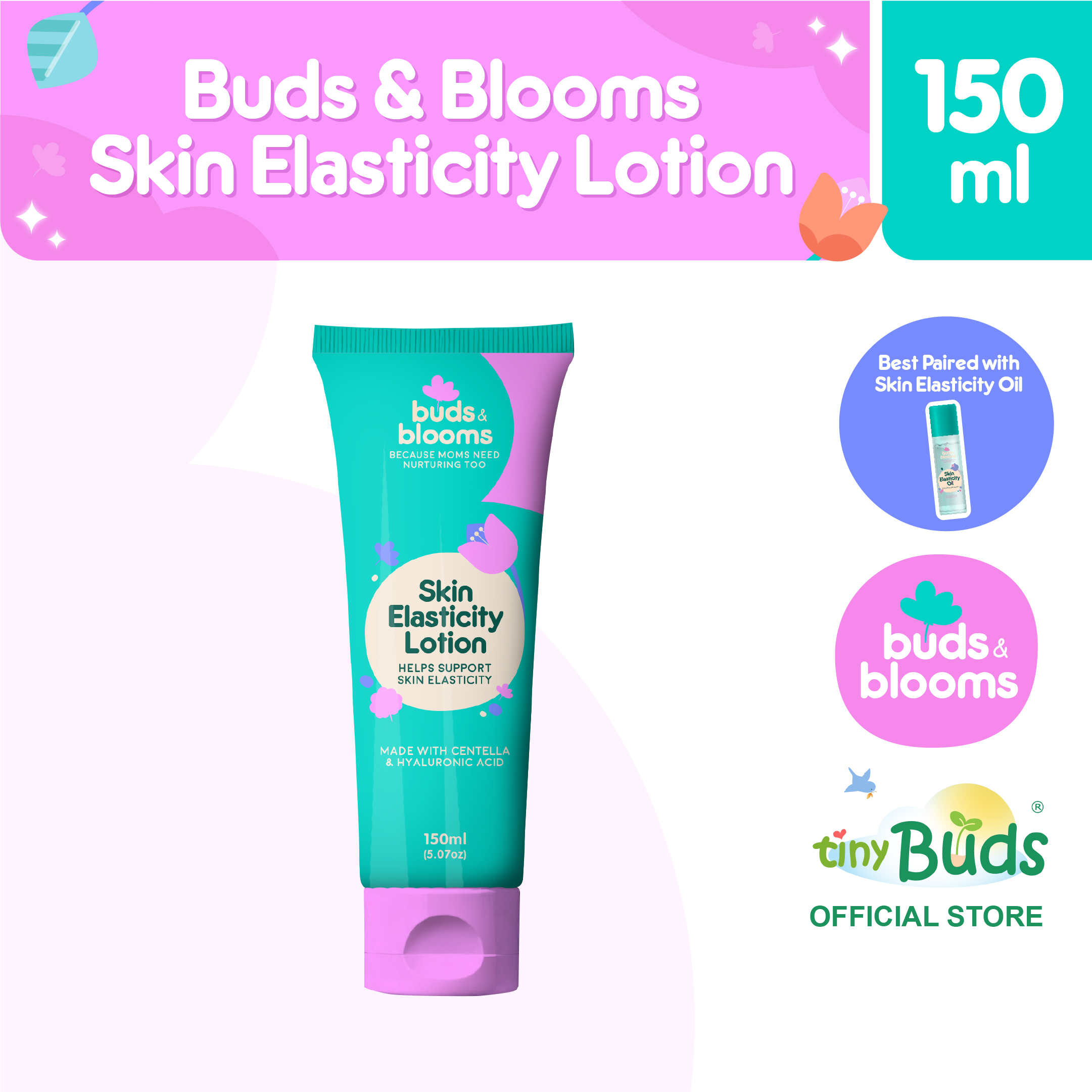 Buds & Blooms Skin Elasticity Lotion 150ml | Pregnant Maternity Stretch Marks Belly Care