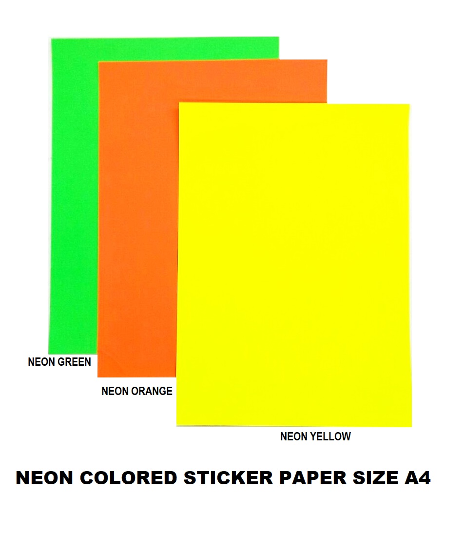 Neon Colored Sticker Paper Size A4