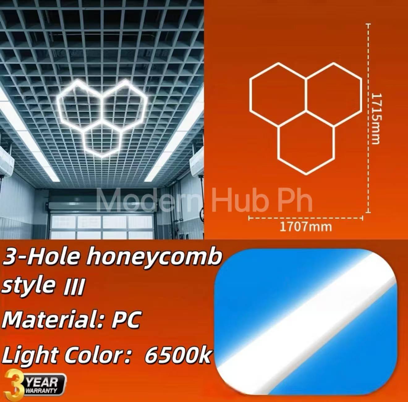 Hexagon Automotive LED Light for Car Wash Car Wrap Detailing Room GYM Coffee Shop and Barber Shop
