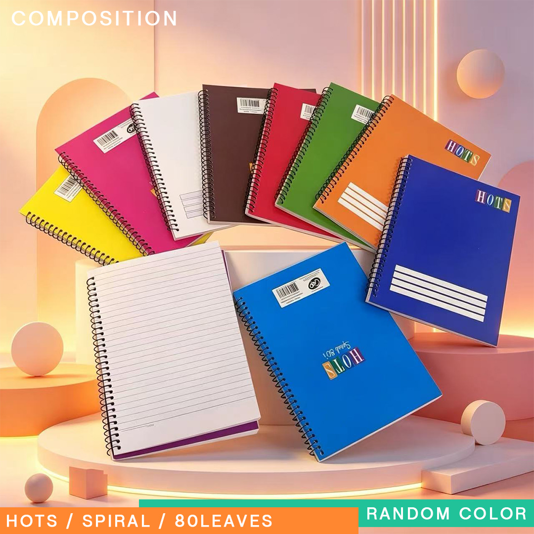 10pcs Spiral Yarn Composition Notebooks 80 Leaves Stylish School Office Supplies Random Design
