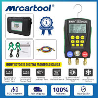 【MRCARTOOL DUOYI DY517A】Refrigeration Digital Manifold Gauge Set for Air Conditioning HVAC Double Pressure & Temperature Test with Hose Temperature Control Clip Toolbox