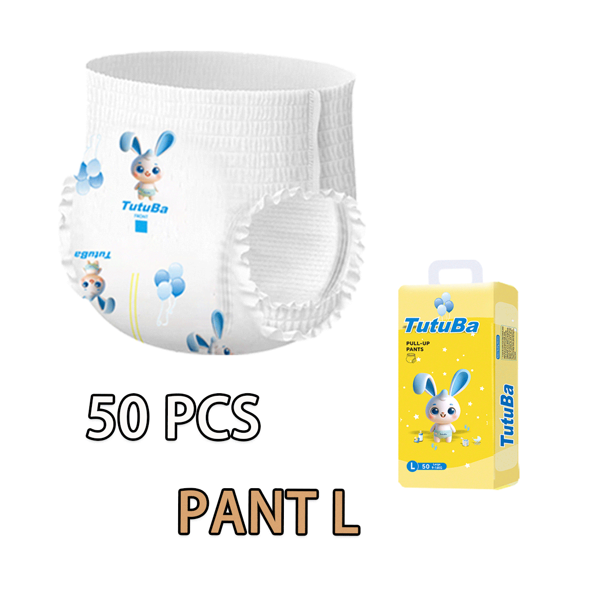TUTUBA 50pcs Baby Diaper Pull-ups Pants L Large Disposable Diapers