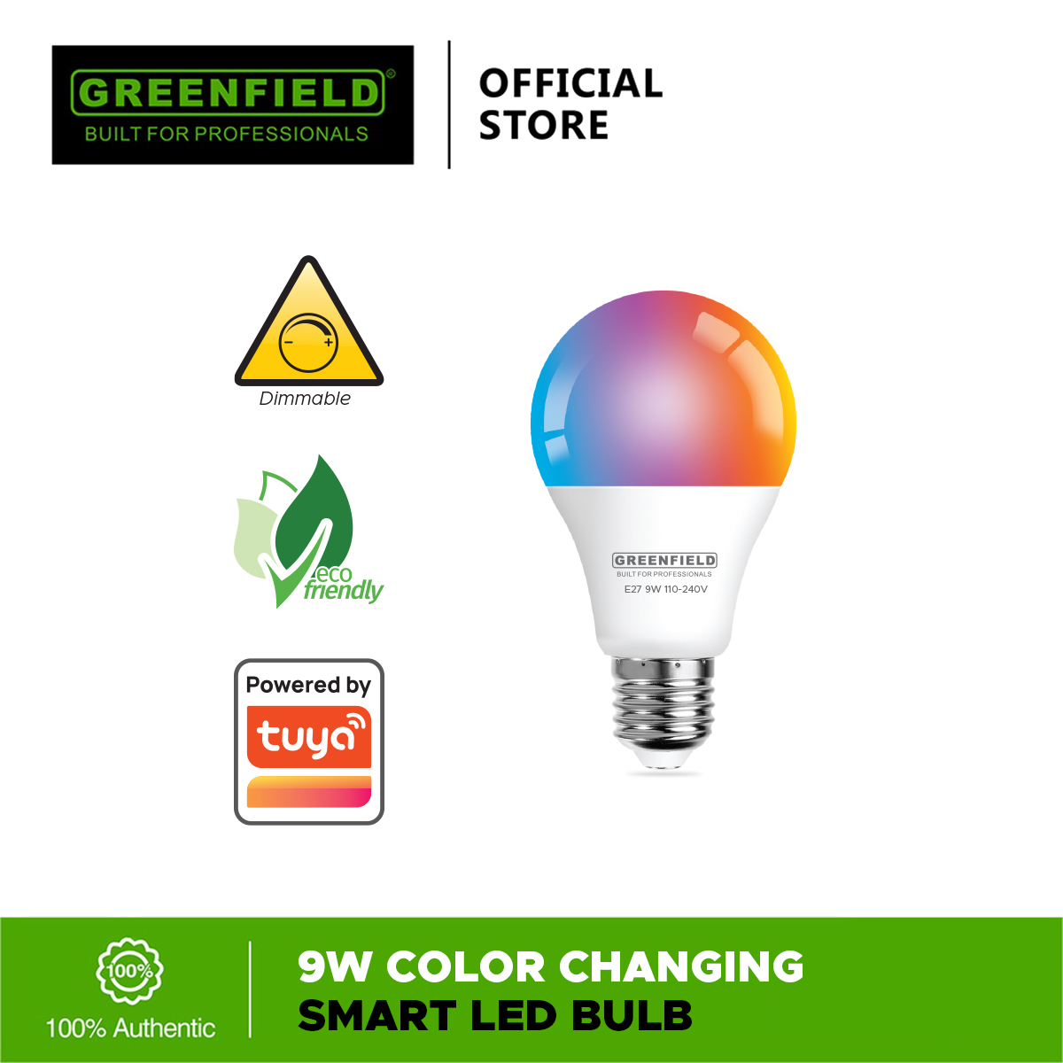 Greenfield Color Changing Smart LED Bulb E27 9W RGB + CCT