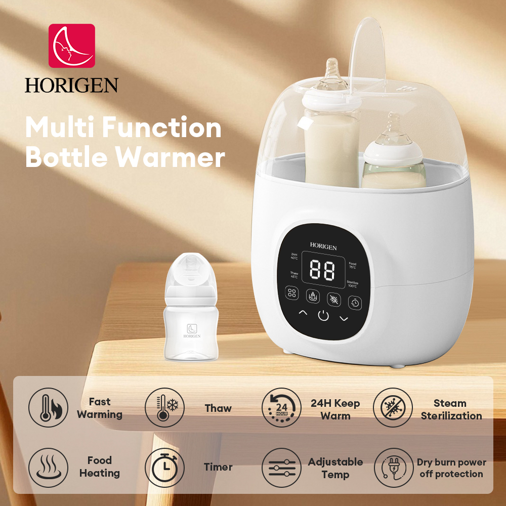 Horigen 4-in-1 Double Bottle Warmer with Steam Sterilization Food Heating Milk Thawing Smart Temperature Control 24h Scheduled Appointment Prevent Dry Burning