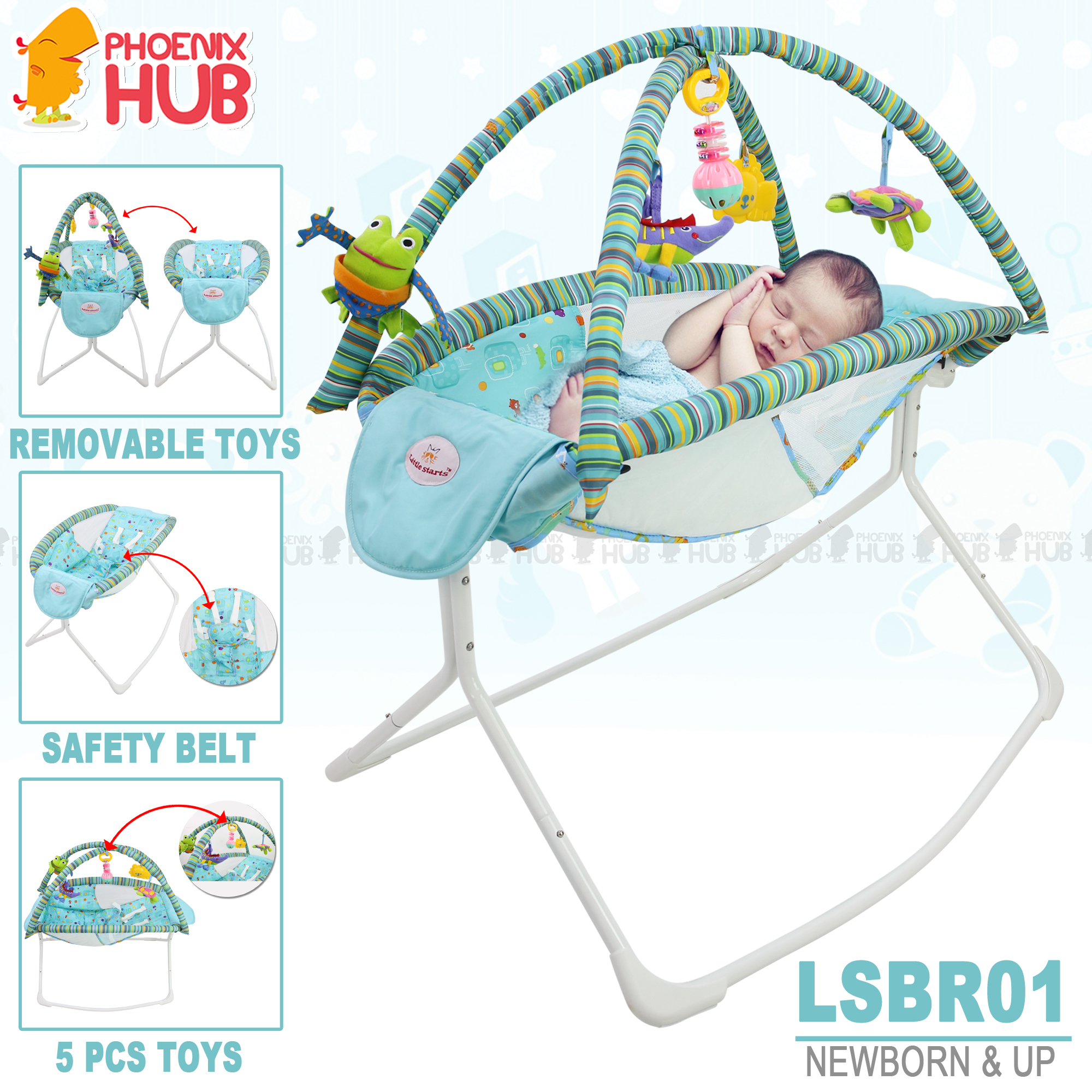 Phoenix Hub LSBR01 Baby Rocker Gentle Rock Comfortable Sleeper Fun Play