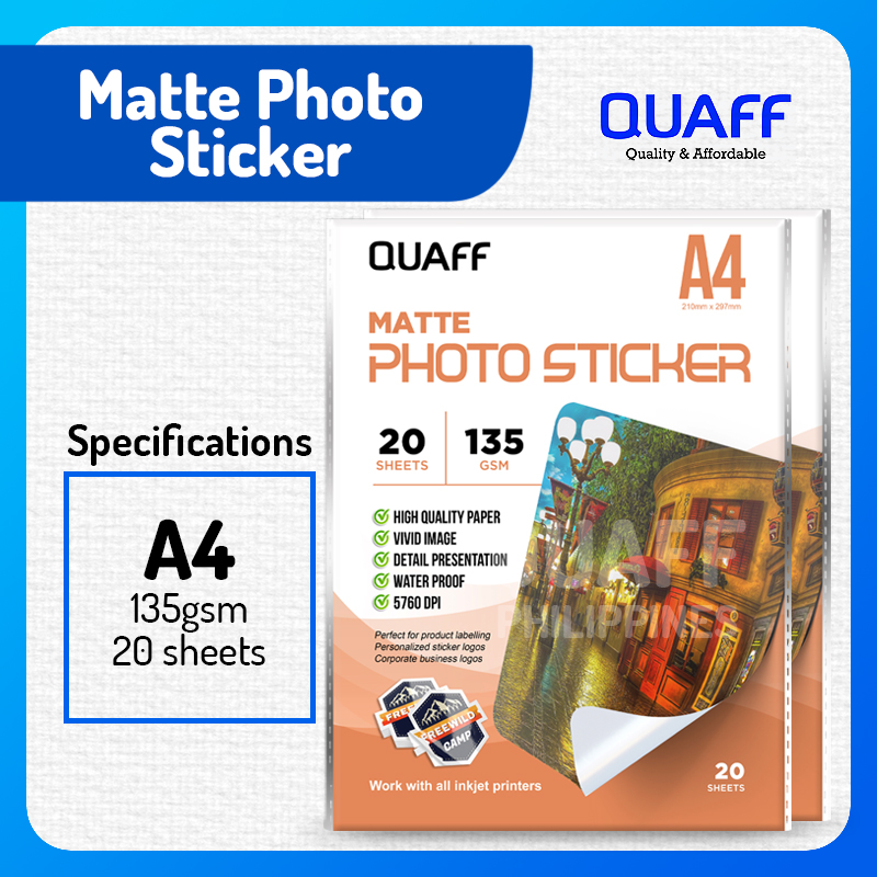 QUAFF Matte Photo Sticker 135GSM A4 20sheets