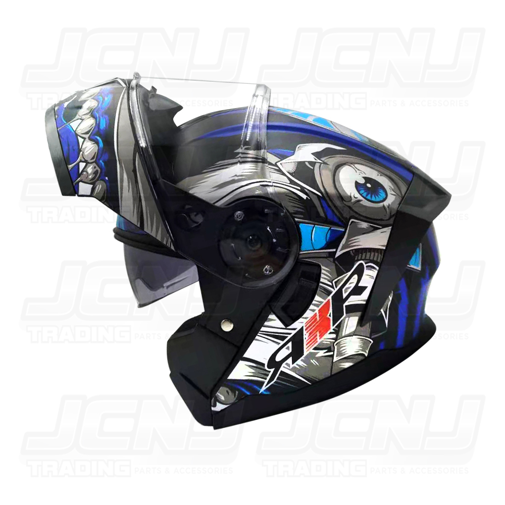 JCNJ Motorcycle Helmet RXR 691BF2 Modular With ICC Dual Visors Clear