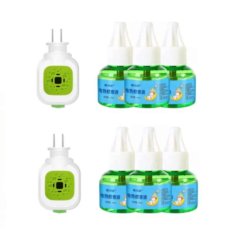 6 Liquid+ 2 Plug Set Electric Mosquito Repellent Liquid with Heater Odorless Non-toxi Safe for Pregnant Baby Kids