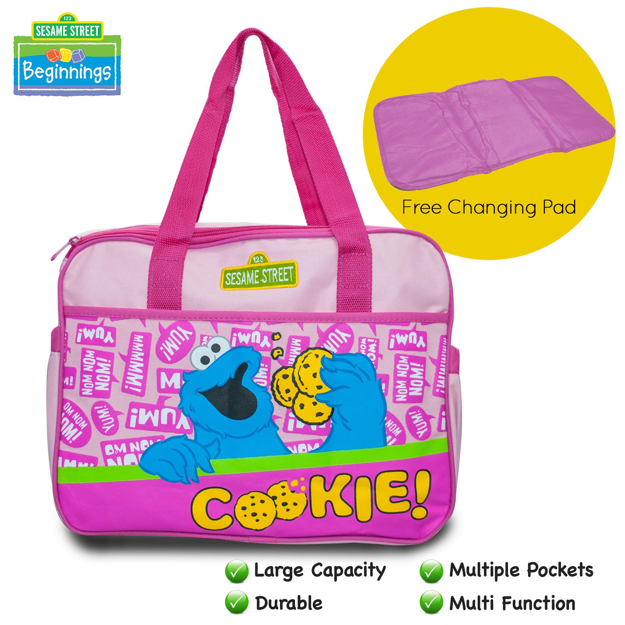 Sesame Street Beginnings 2-Way Multi-Function and Durable Newborn Hospital Diaper Bags with Free Changing Pad