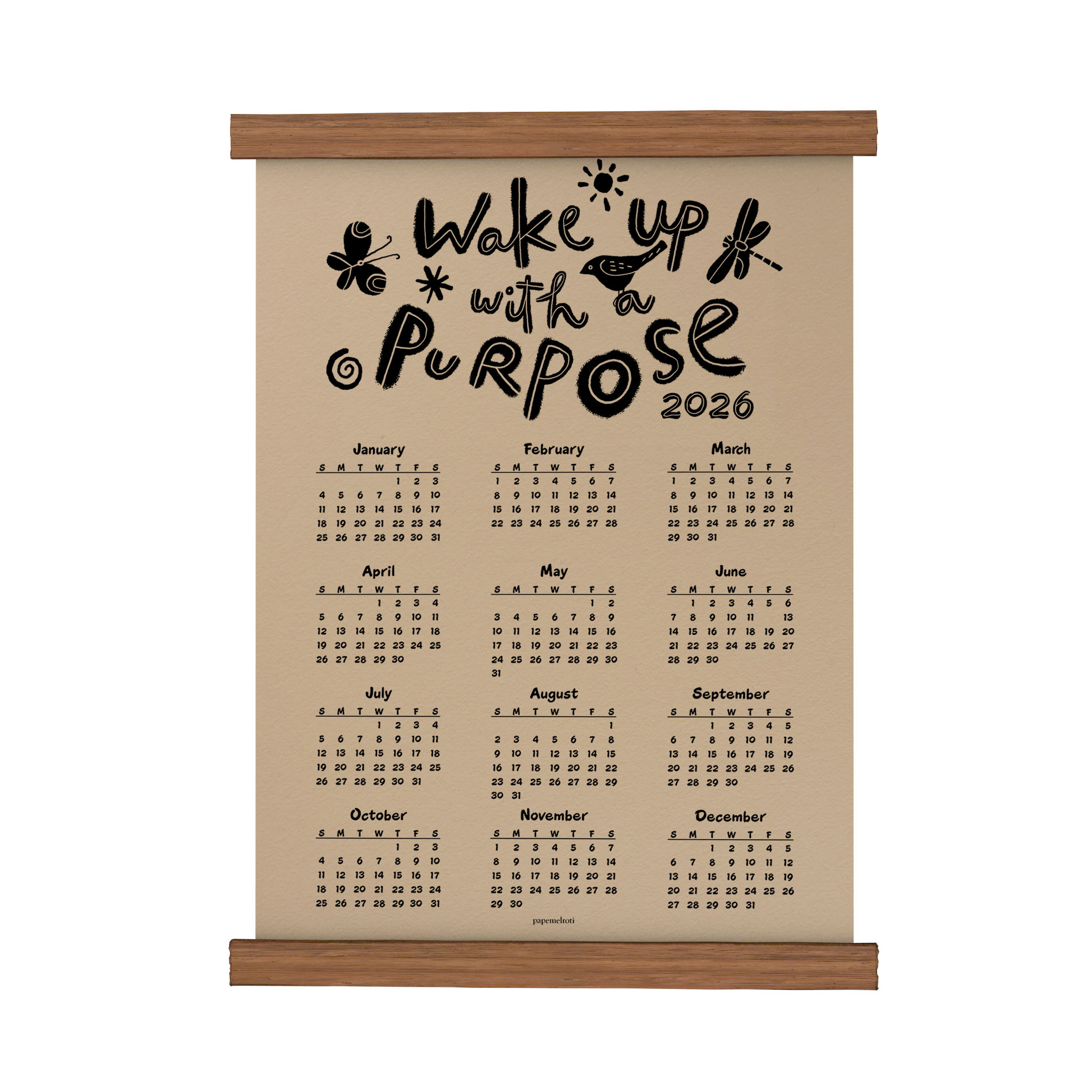 2026 Papemelroti Scroll Calendar | Home Wall Decor | Gift | Personalized | Customize with Name