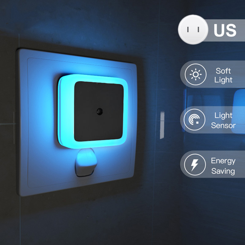 LED night light sensor light AUTO ON/OFF US Plug High Quality wireless LED Night Mini Light Bedside Lamp Bedroom Nightlight Smart Lighting Wall light for Bathroom 110-220V 0.5W