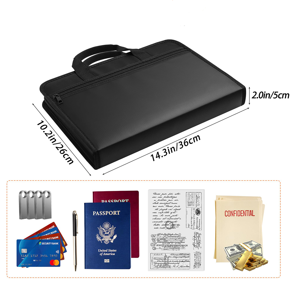 Fireproof Document Storage Bag Organizer with Lock File Organizer with Lock Hard-Shell Case File Folder Fireproof Waterproof Important Document Bag Home Office Safe for Letter A4 Files Laptop