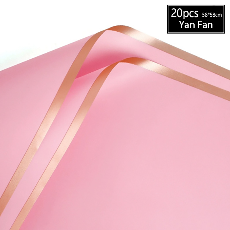 20Sheets Waterproof Floral Bouquet Wrapping Paper Gold Edge Korean Florist Bouquet Supplies For DIY Crafts Packaging Bouquet Wedding Birthday Gift