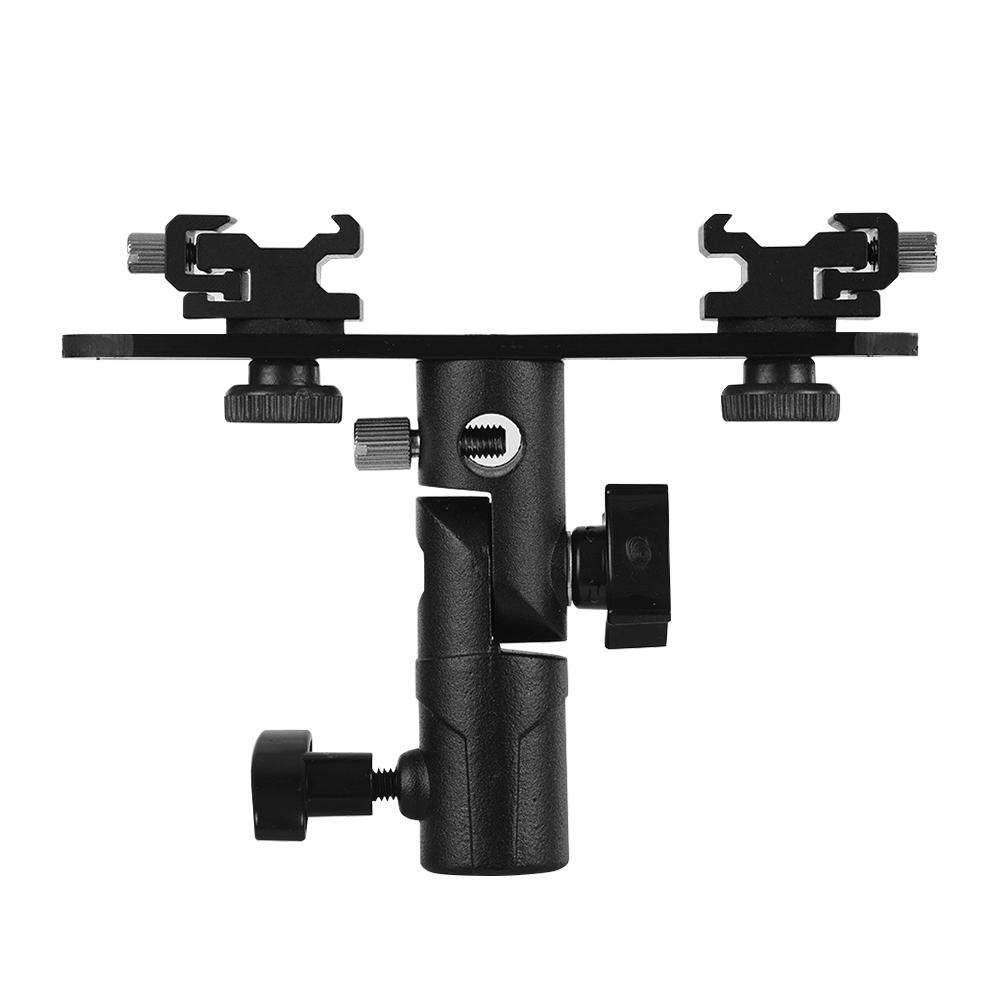 Khung đèn flash kép hình chữ t đế đèn flash với 2 giá đế đèn lạnh 1/4 in-ch đến 3/8 lỗ dù gắn trên khung cho ca-non nik-on yongnuo flash cho chân đèn ô chụp ảnh