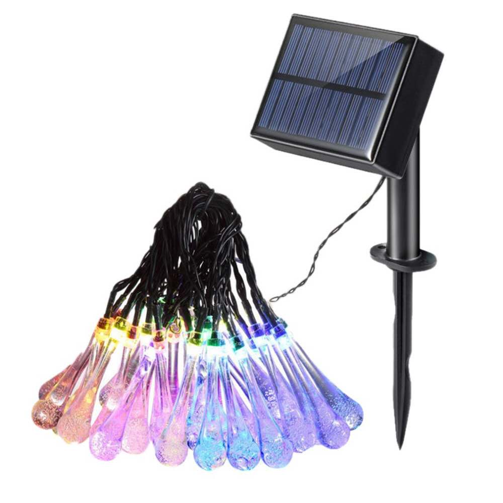 30 LED / Water Drop Christmas Lights 6.5 Meters LED Bright Outdoor Decoration Waterproof Fairy Garden Lighting For Party Holiday Christmas lights for outdoor Christmas Waterproof Solar Xmas Tree lights Water Drops Wireless Control 8 Modes Multicolor