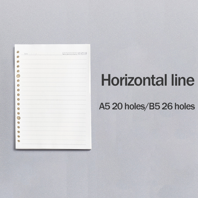 Hami Notebook Refill Paper A5/B5 Loose Leaf Paper 20/26 Holes Refill Pages Spiral Binder Paper (60 Sheets)