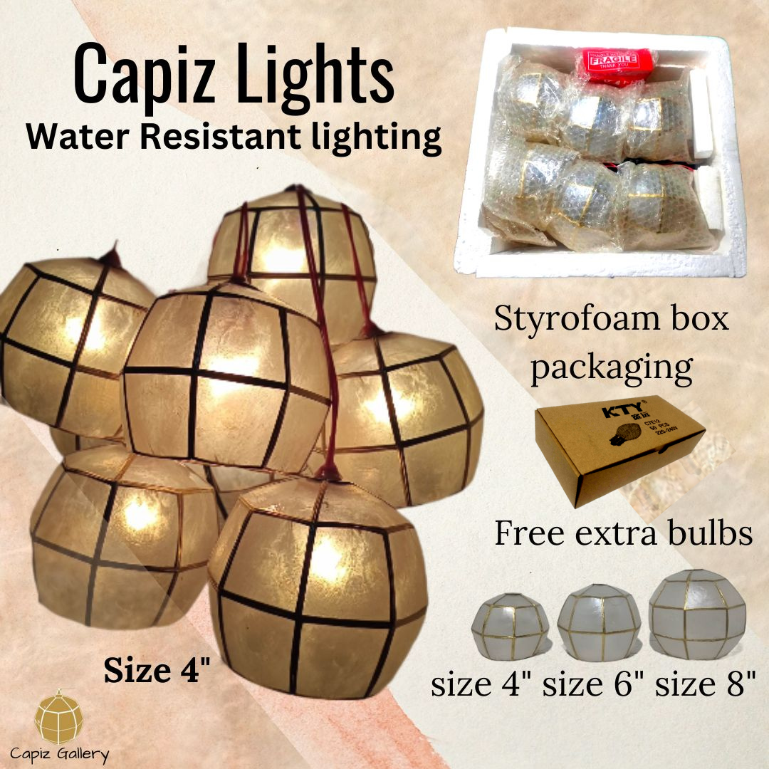 Capiz Solar Lights and Plug Type Free bulbs Capiz Hanging Lights Capiz Ball Capiz Shell Capiz Lights outdoor