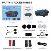 GEARELEC GX10 Bluetooth Motorcycle Helmet Headset Up to 10 Riders IP67 Waterproof Headset with FM Radio Music Sharing