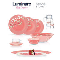 Luminarc 46pc Ambi Japanese Pink Fully Tempered  Sodo Glass Dinner Set Q0929