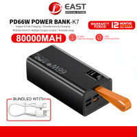 EAST original brand 80000MAH heavy duty 66W 4.5A Super fast charging powerbank 12000MAH 30000MAH 50000mah Power Bank Micro/ Type-C Input USB Output Portable Power Bank Li-polymer Battery Powerbank Original for HUAWEI Samsung Xiaomi OPPO vivo realme
